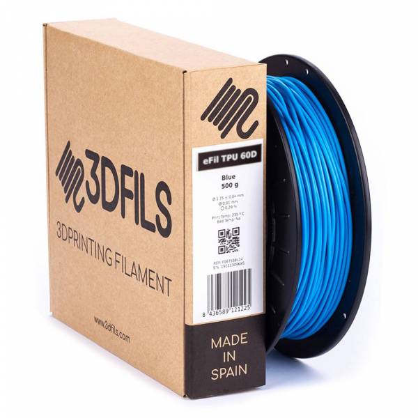 Filamento flexible 3D TPU 60D Azul